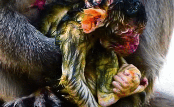 Wild Mother Monkey Gives Birth Naturally